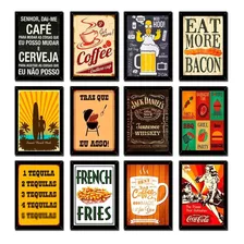 10 Placas Decorativas Quadrinhos Retro Bar Gourmet 20x30