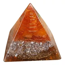 Pirâmide Pequena De Orgonite Laranja Com Calcita Laranja