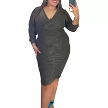 Vestido De Dama Fiesta Elegante Ajustado Curvy Escote V