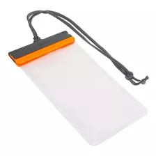 Bolsa Estanque Para Celular G ( Celulares Até 9cm X 16cm ) Cor Transparente-laranja-cinza Liso