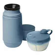 Conjunto Garrafa 250ml E Pote Leite Em Po Azul Sanremo