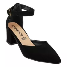 Zapatilla Tacón Mujer Negro Tipo Nobuk Stfashion 00303903