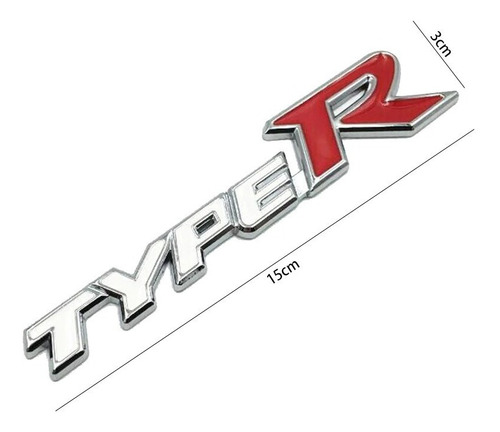 Emblema Metal Type R Honda Civic (blanco . Rojo) Foto 4