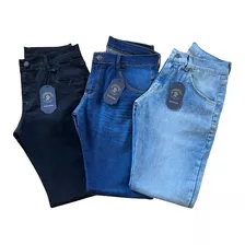 Kit 3 Calça Jeans Masculina Slim Elastano Lycra