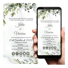 Convite Casamento Digital Interativo Rústico Verde Folhas
