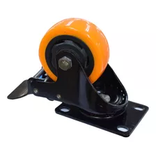 Rodachina De 3 75mm 120kg Plano Naranja Con Freno