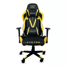 Cadeira De Escritório Gamer Xt Racer Viking Couro Sintético Cor Preto E Amarelo