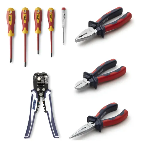 Set Pinzas Alicate Pelacables Destornilladores Bremen 9pz
