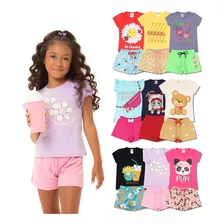 Kit 10 Peças De Roupa Menina- 5 Camisas + 5 Shorts - 1 Ao 10