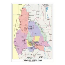 Mapa Provincia De San Juan Lona 65cm X 90cm Politico
