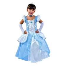 Vestido Fantasia De Princesa Cinderela Infantil Luxo Cindy