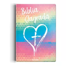 Livro Bíblia Nvi Slim Semi Luxo - Coração Color: Mais Lev...