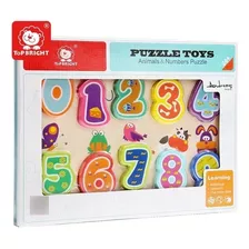 Puzzle De Encastre De Madera Números Y Animales Quo Store