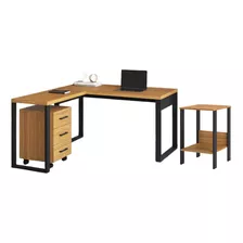 Kit Mesa De Escritório C/ Gaveteiro E Mesa Auxiliar 100% Mdf