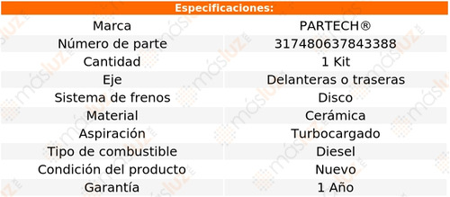 1 Kit Balatas Del O Tras Sierra 2500hd V8 6.6l 11/19 Partech Foto 6