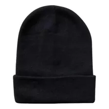 Gorro Beanie De Lana Adulto Con Doblez Negro Forro Polar