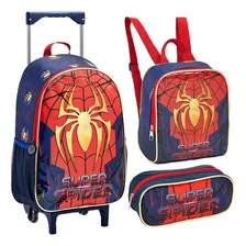 Kit Mochila Infantil Rodinhas Homem Super Spider Aranha