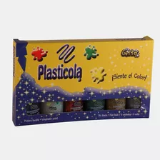 Plasticola 8692 Pegamento Escolar Glitter X6 Surtido 1