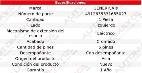 Un Espejo Izquierdo Elect C/desemp Generica Magnum 2005-2008 Foto 2