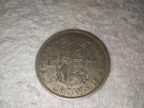 Cuarto D Onza De Plata 999 Moneda Half Crown 1941 Inglaterra