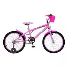Bicicleta Infantis Infantil Krs Butterfly 2023 Aro 20 1v Freios V-brakes Cor Rosa Com Rodas De Treinamento