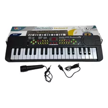 Teclado Piano Com Microfone Infantil A Pilha E Fonte Energia