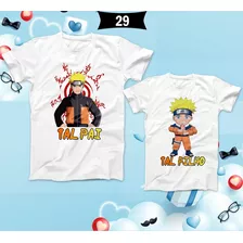 Kit 2 Camisetas Tal Pai Tal Filho Naruto Uzumaki Anime