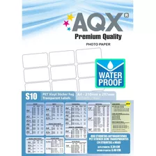 Papel Transparencia 90% Sticker 24 Etiquetas Waterproof Aqx