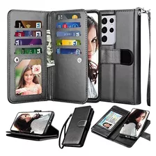 Njjex Wallet Case Para Samsung Galaxy S21 Ultra 5g, Para Gal