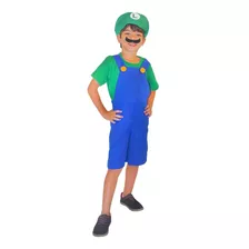 Roupa Temática Fantasia Do Luigi Infantil Super Mario Bros