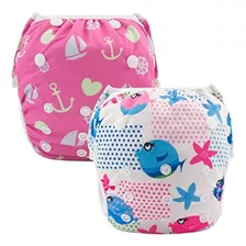 Alvababy Swim Pañales 2pcs Un Tamaño Reutilizable Y Ajustabl