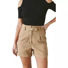 Short Sastrero Pinzado - Camel - Moda Mujer