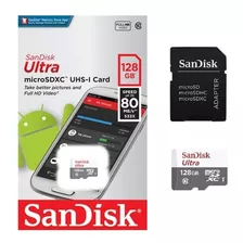 Cartão De Memória 128gb Sandisk Micro Sd Ultra Com Adapt Sd