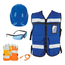 Kit De Seguridad Con Casco, Chaleco, Lentes Y Guantes Truper