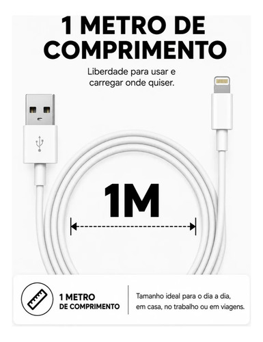 Cabo De Carregador iPhone Lightning Usb Com 1 Metro Branco — foto 5