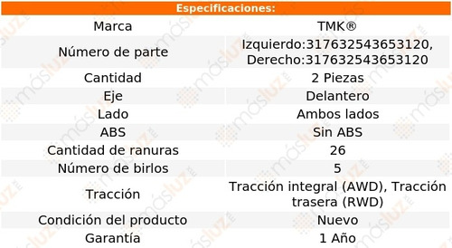 2- Mazas Delanteras Sin Abs Aerostar 4.0l V6 1990/1996 Tmk Foto 2