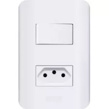 Interruptor 1tec + Tomada10a Branca Linha Canoa 2615 Romazi Cor Branco