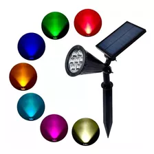 Reflector Solar Led Con Estaca 8w Jardín Pared Luz Rgb