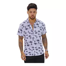 Camisa Floral Coqueiro Masculina Social Slim Premium