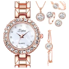 Reloj De Pulsera Con Diamantes Para Mujer + Juego De Joyas