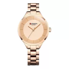 Relógio Feminino Curren Modelo 9015 Rosê Luxo 