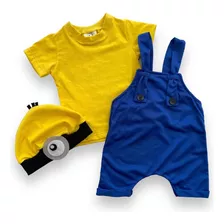 Conjunto Infantil Roupa Minions Aniversário Bebe Fantasia