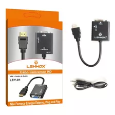 Cabo Adaptador Conversor Hdmi Pra Vga Monitor Saída De Áudio