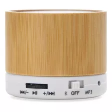 Caixa De Som Multimídia Bambu Rústica Sustentável Bluetooth Cor Branco