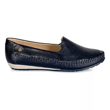 Zapato Mocasín Mujer Cuero Viale Azul 