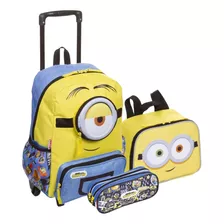 Kit Mochila Rodinha Minions Sestini Escolar Lancheira Estojo