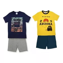 Conjunto Masculino Roupa Menino 4-10 Anos Camiseta E Bermuda