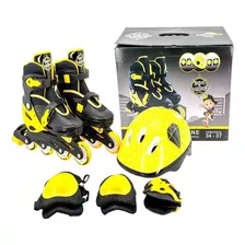 Patins 4 Rodas Inline Ajustavel 34 A 37 C/ Kit Segurança