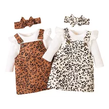 Conjunto Vestido- Jardinera Y Body Bebe Animal Print