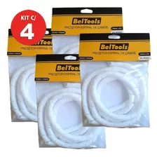 Kit 4 Protetor Cabos Espiral 16mm X 2 Metros Branco Beltools